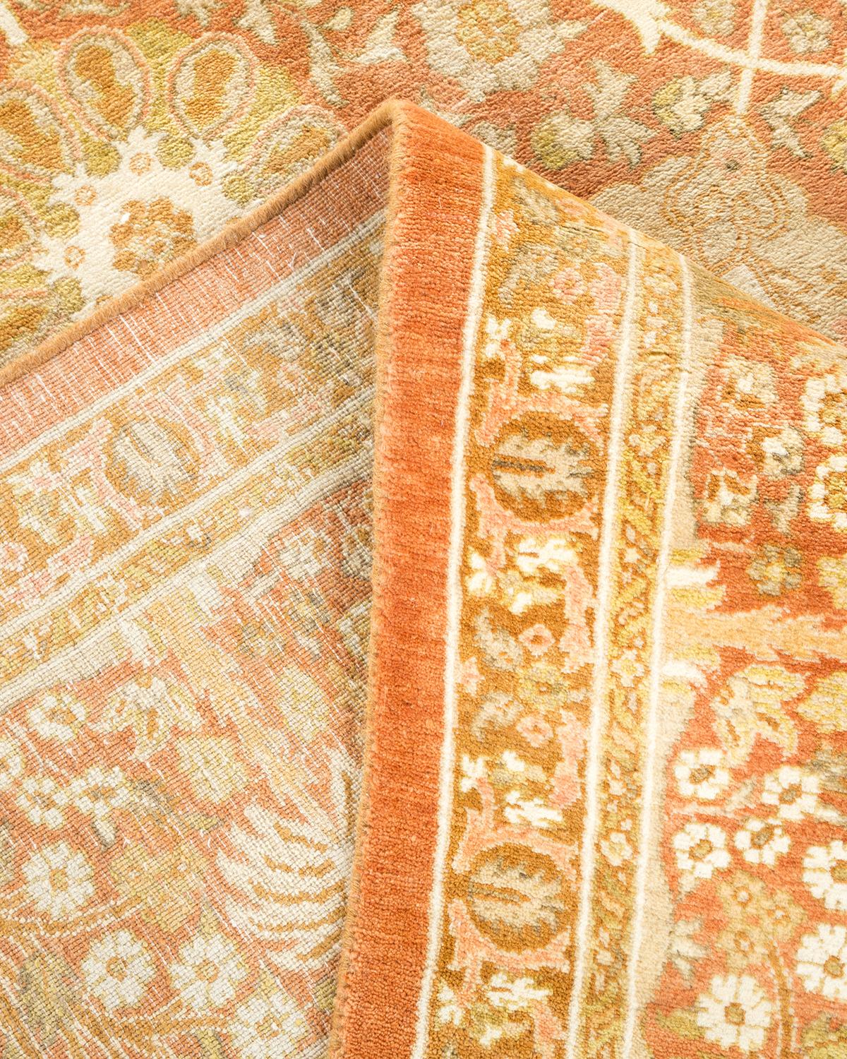 Pakistani One-of-a-Kind Hand Made Traditional Mogul Brown Area Rug For Sale