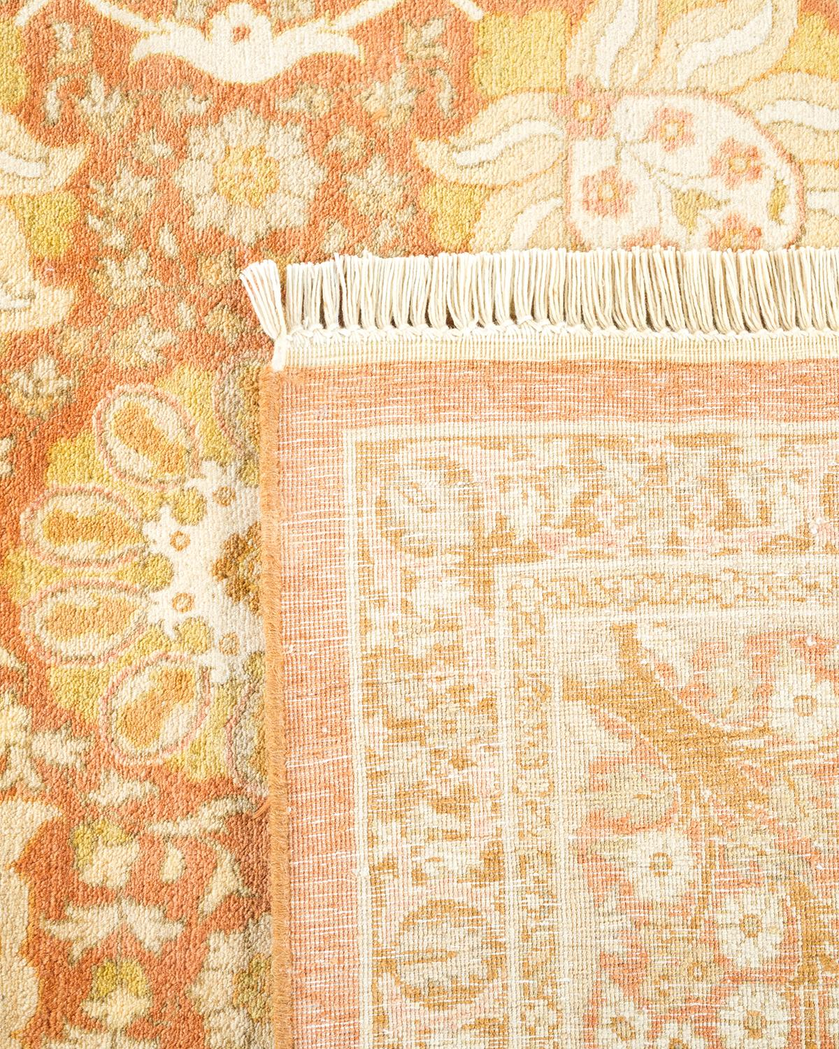Hand-Knotted One-of-a-Kind Hand Made Traditional Mogul Brown Area Rug For Sale