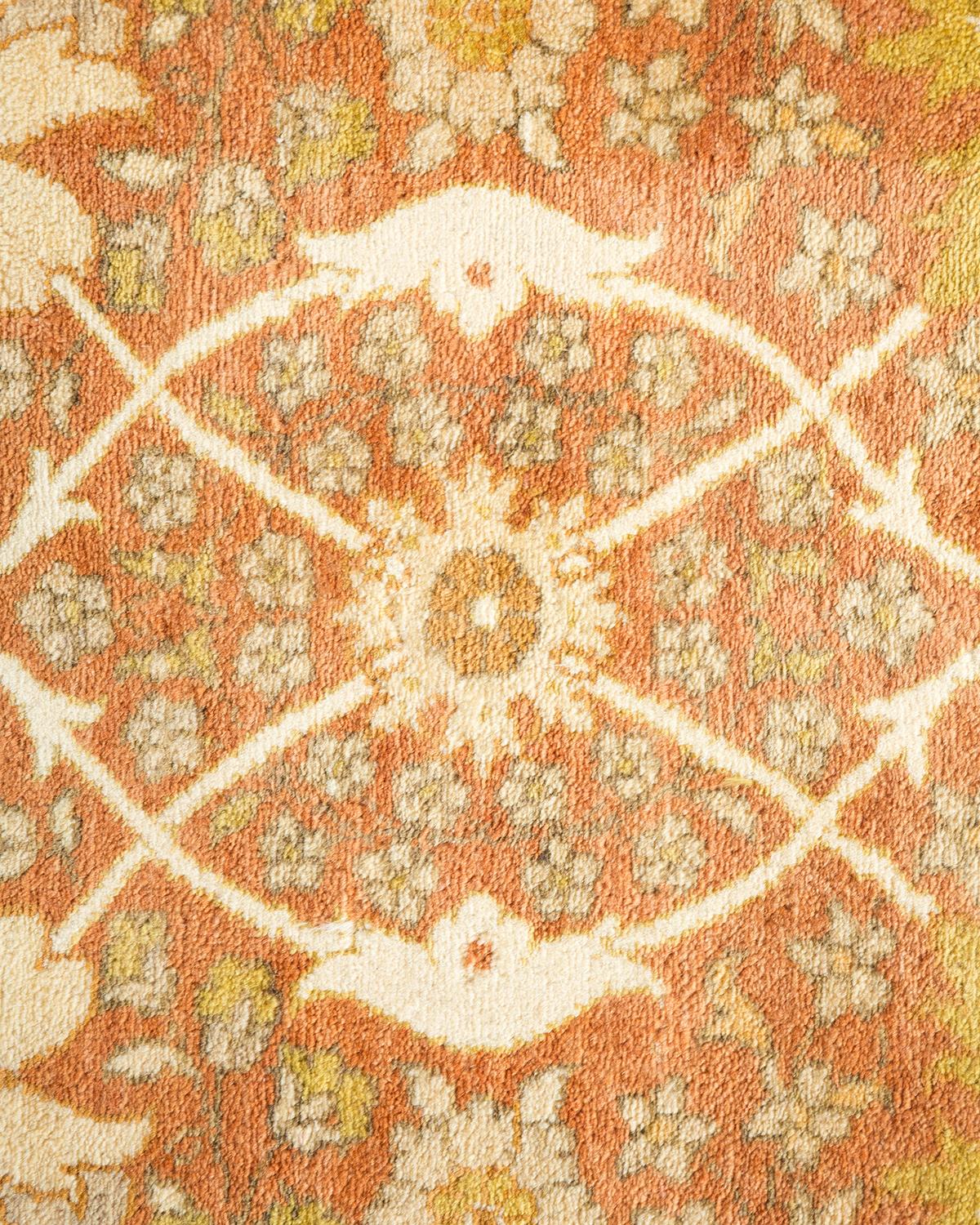 Contemporary One-of-a-Kind Hand Made Traditional Mogul Brown Area Rug For Sale