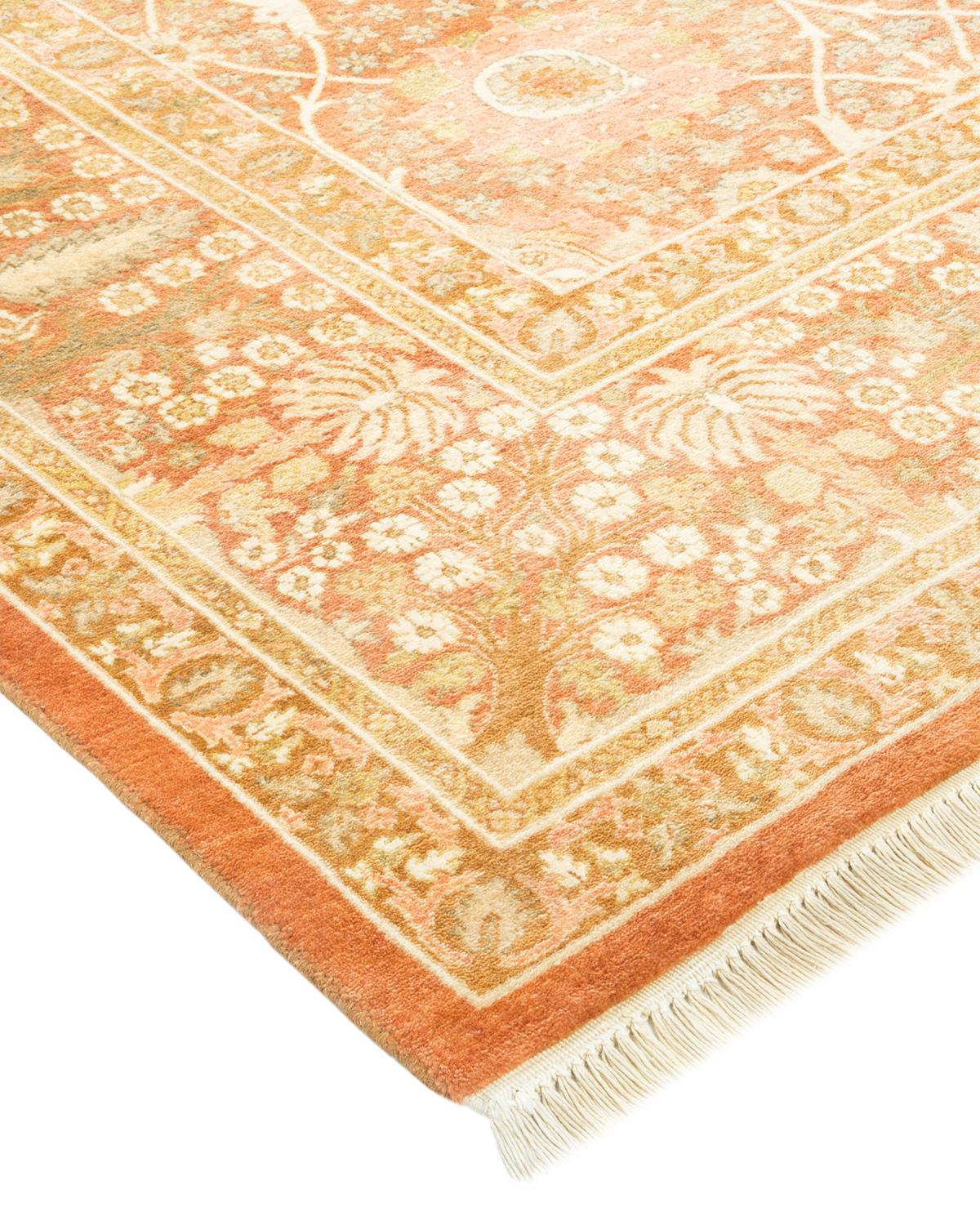 Wool One-of-a-Kind Hand Made Traditional Mogul Brown Area Rug For Sale