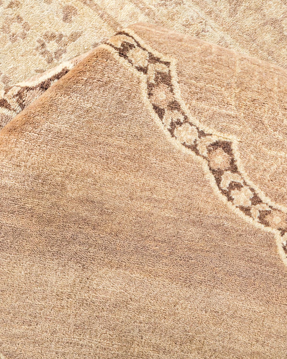 Other One-Of-A-Kind Hand Made Traditional Mogul Brown Area Rug For Sale