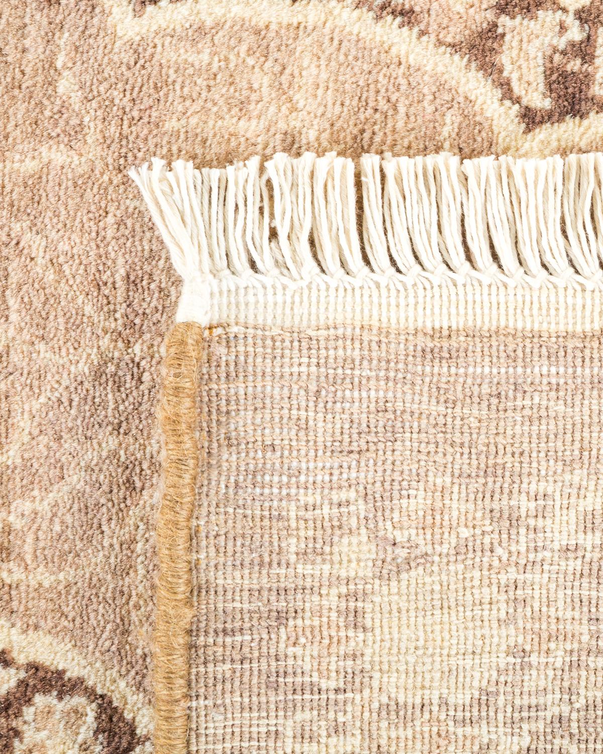 Hand-Knotted One-Of-A-Kind Hand Made Traditional Mogul Brown Area Rug For Sale
