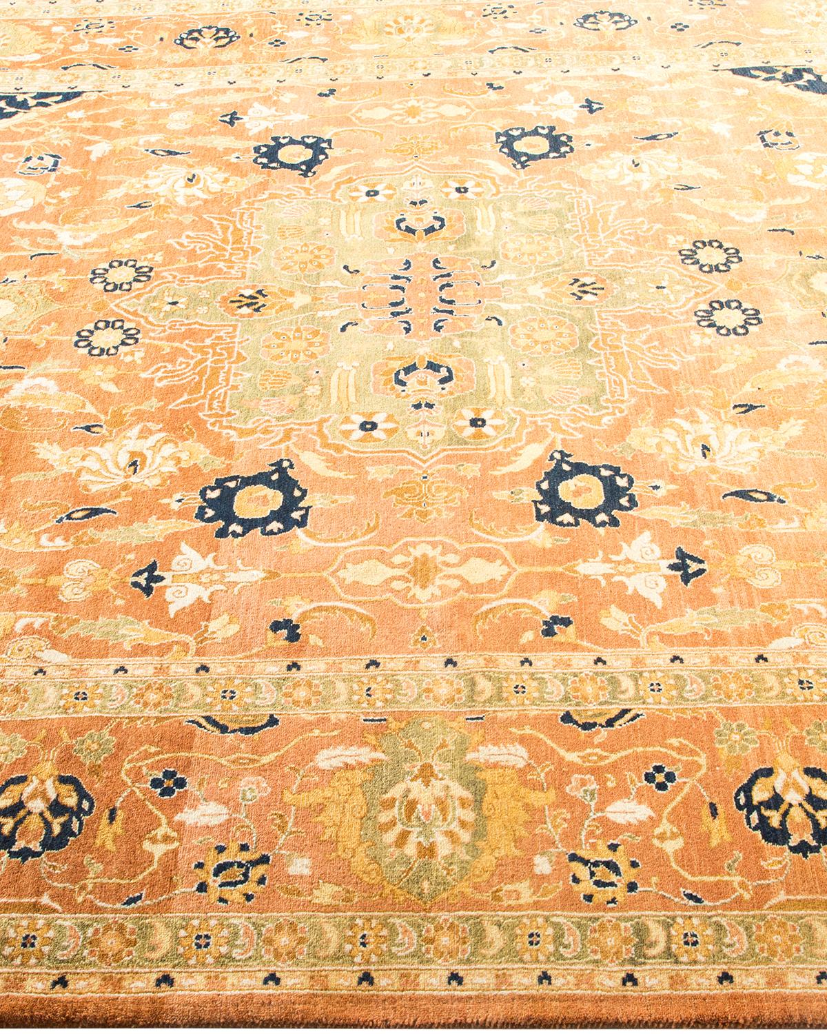 One-Of-A-Kind Hand Made Traditional Mogul Brown Area Rug In New Condition For Sale In Norwalk, CT