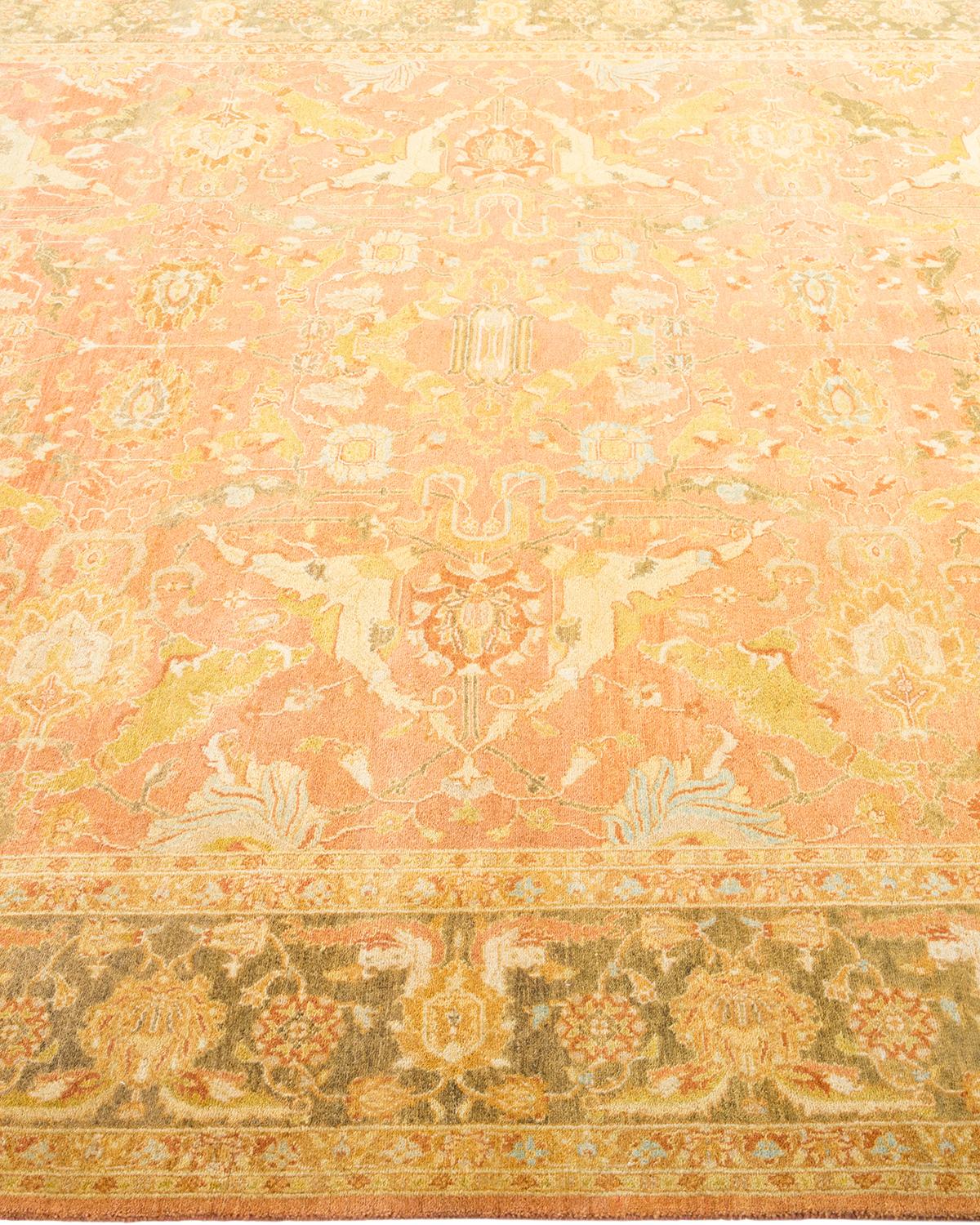 One-of-a-kind Hand Made Traditional Mogul Brown Area Rug In New Condition For Sale In Norwalk, CT