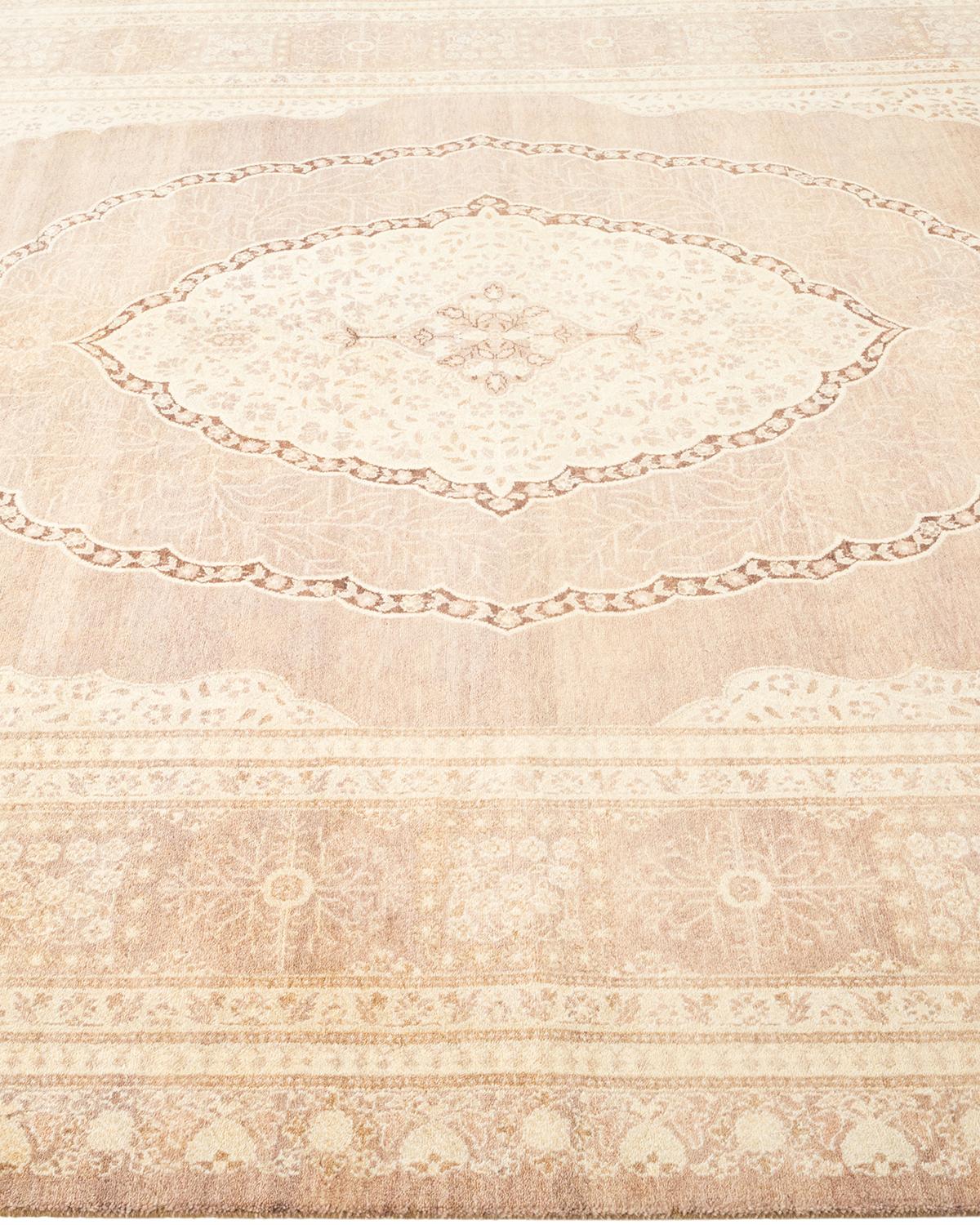 One-Of-A-Kind Hand Made Traditional Mogul Brown Area Rug In New Condition For Sale In Norwalk, CT