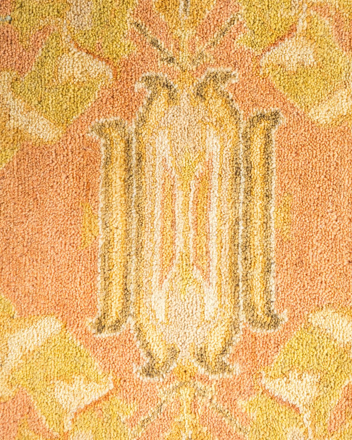 Contemporary One-of-a-kind Hand Made Traditional Mogul Brown Area Rug For Sale