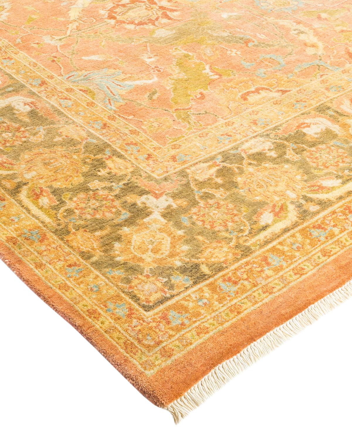 Wool One-of-a-kind Hand Made Traditional Mogul Brown Area Rug For Sale