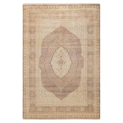 One-Of-A-Kind Hand Made Traditional Mogul Brown Area Rug