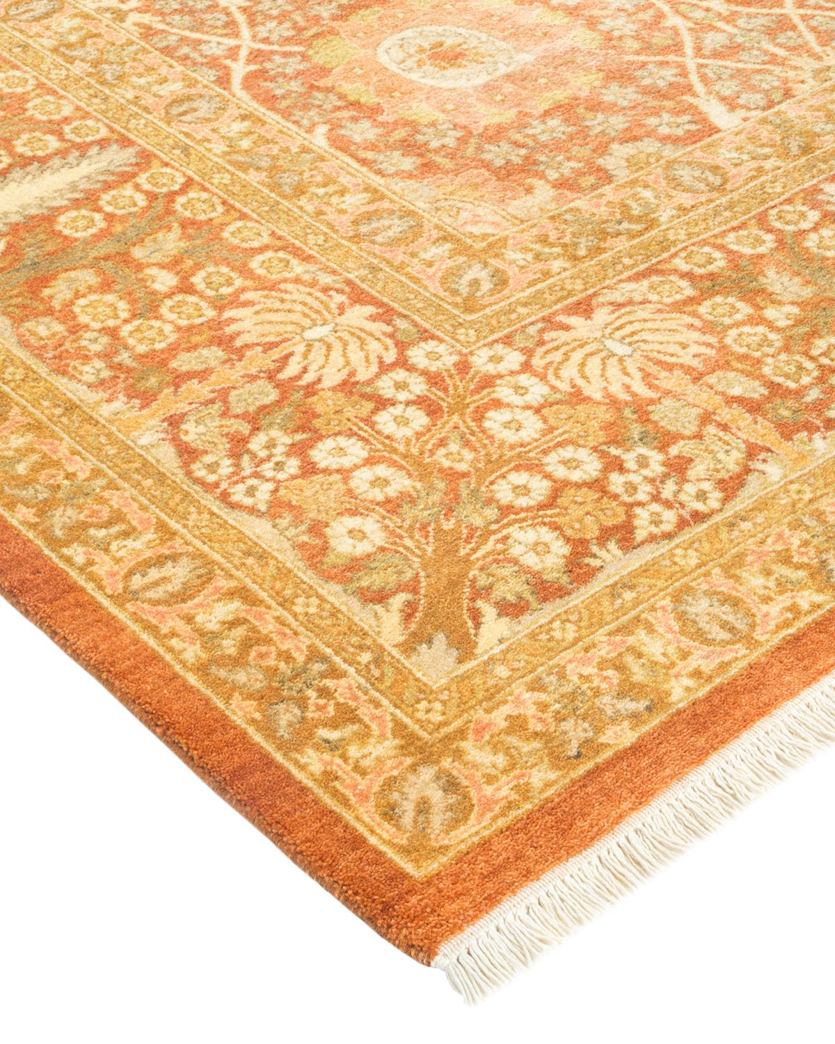 Wool One-of-a-kind Hand Made Traditional Mogul Brown Area Rug For Sale