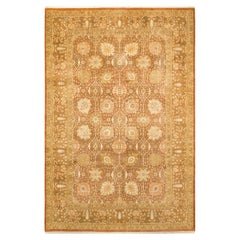 One-of-a-kind Hand Made Traditional Mogul Brown Area Rug