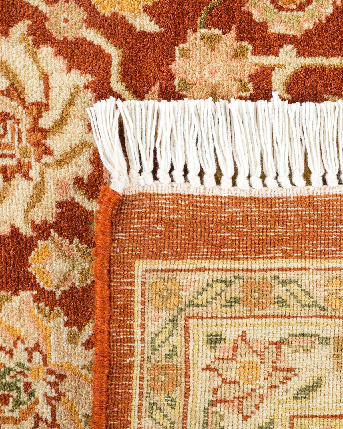 Noué à la main Tapis traditionnel Mogul marron unique en son genre fabriqué à la main en vente