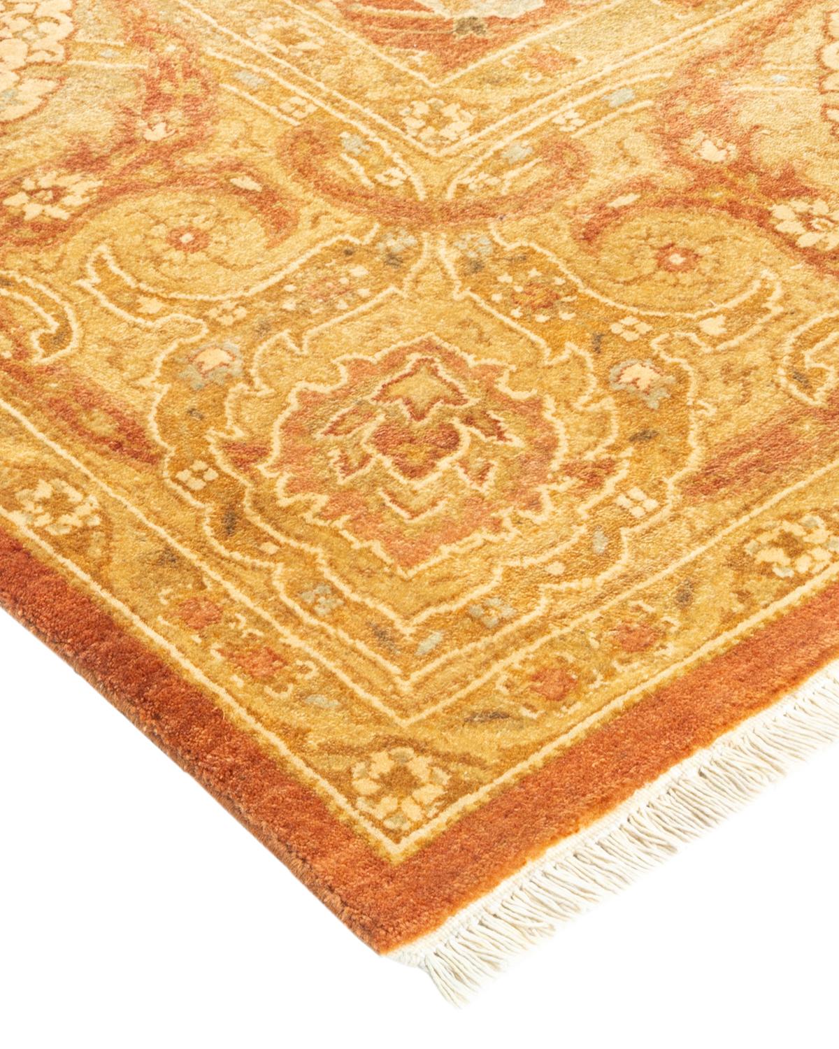 Handgefertigter, traditioneller Mogul-Teppich in Braun, Unikat (Wolle) im Angebot