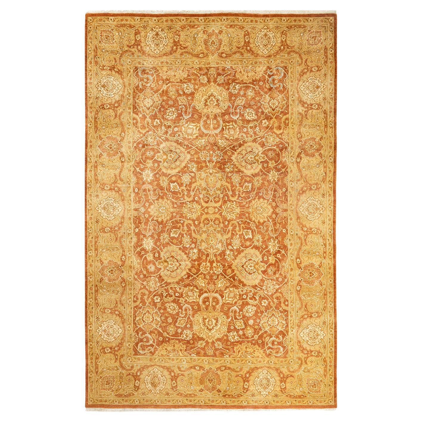 One-of-a-Kind Hand Made Traditional Mogul Brown Area Rug