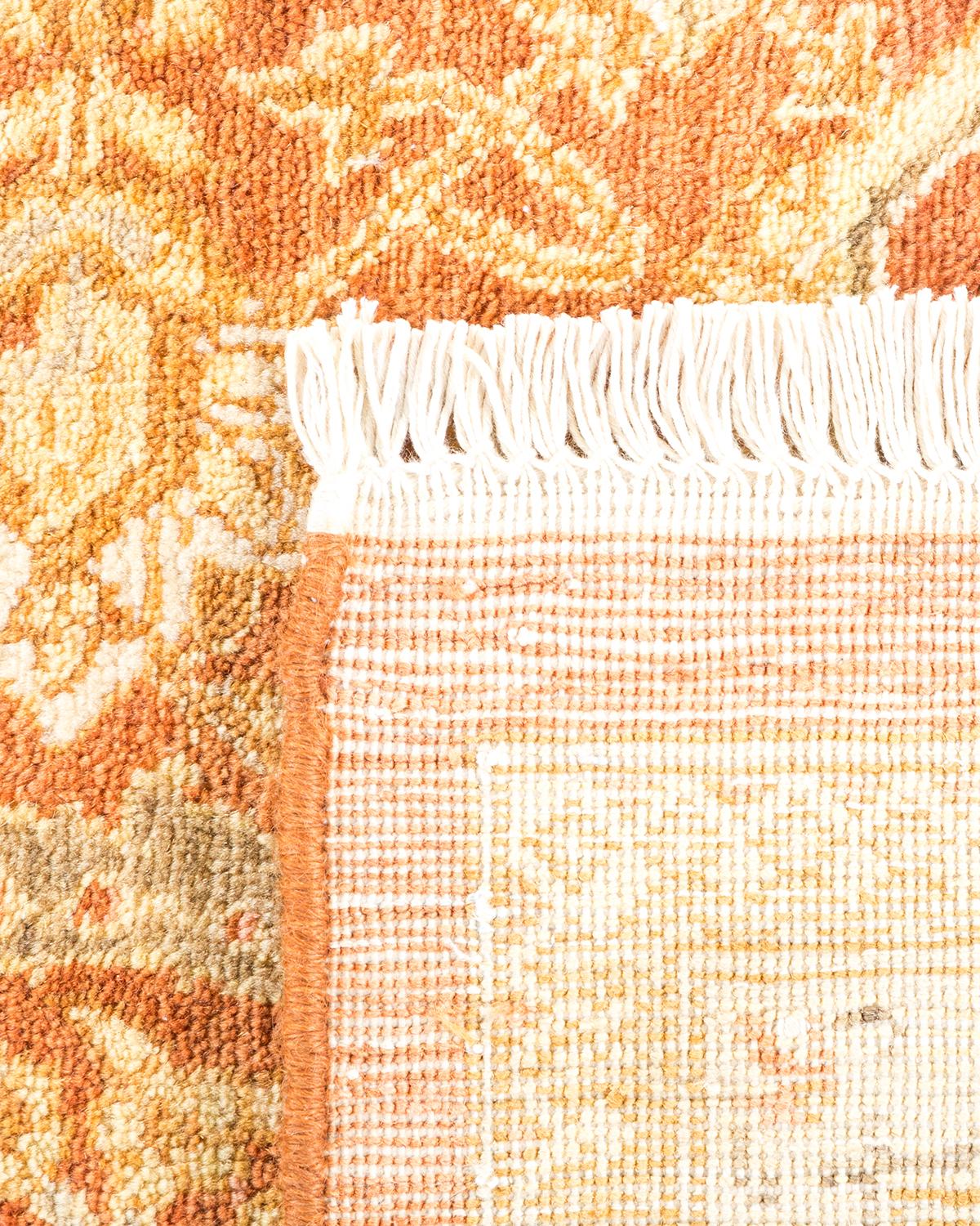 Noué à la main Tapis traditionnel Mogul marron unique en son genre fabriqué à la main en vente
