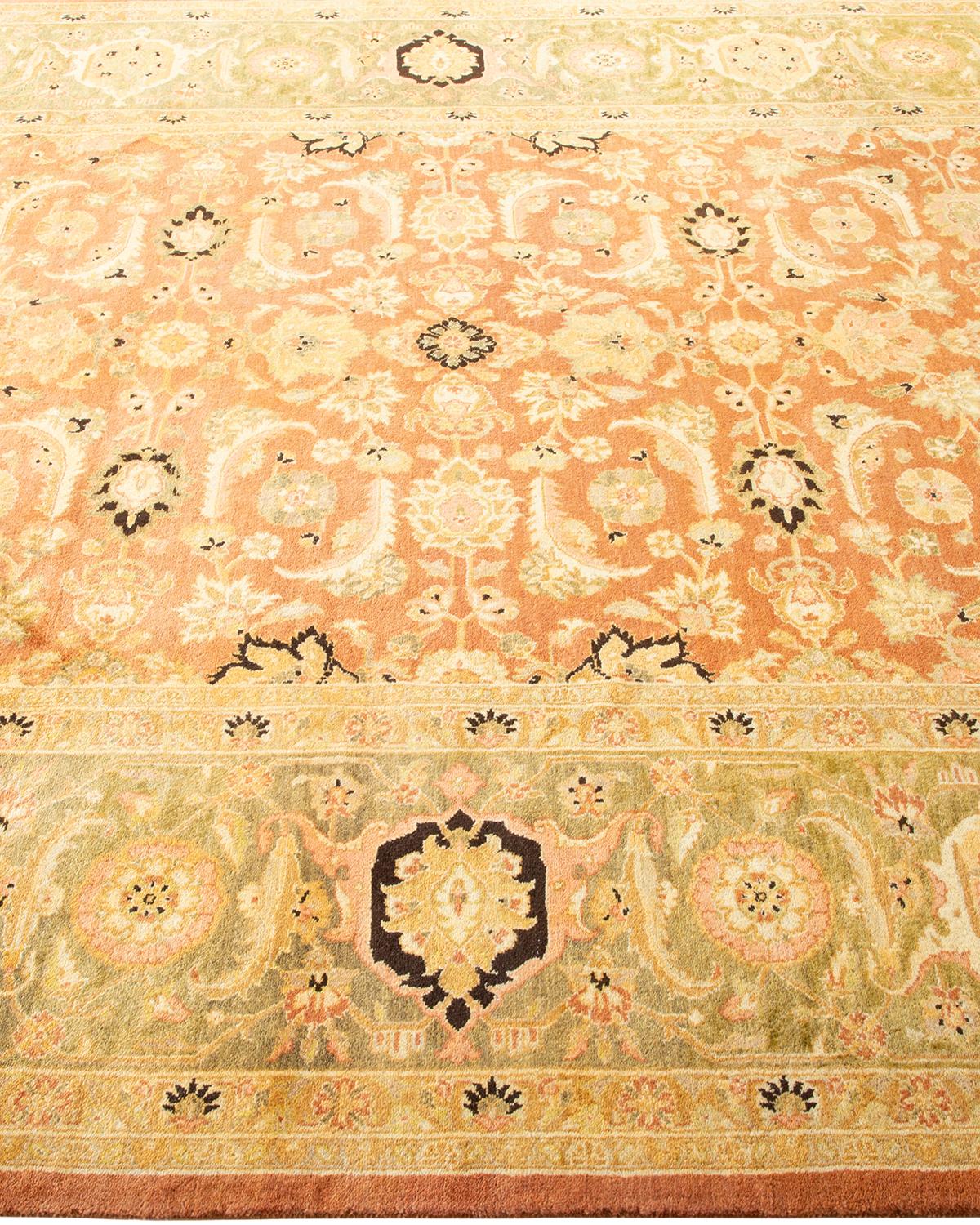 One-Of-A-Kind Hand Made Traditional Mogul Brown Area Rug In New Condition For Sale In Norwalk, CT