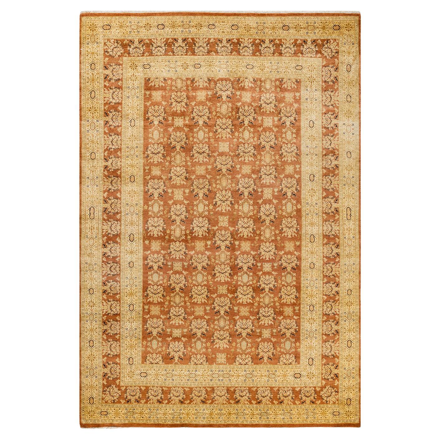 One-of-a-Kind Hand Made Traditional Mogul Brown Area Rug For Sale