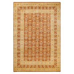 One-of-a-Kind Hand Made Traditional Mogul Brown Area Rug