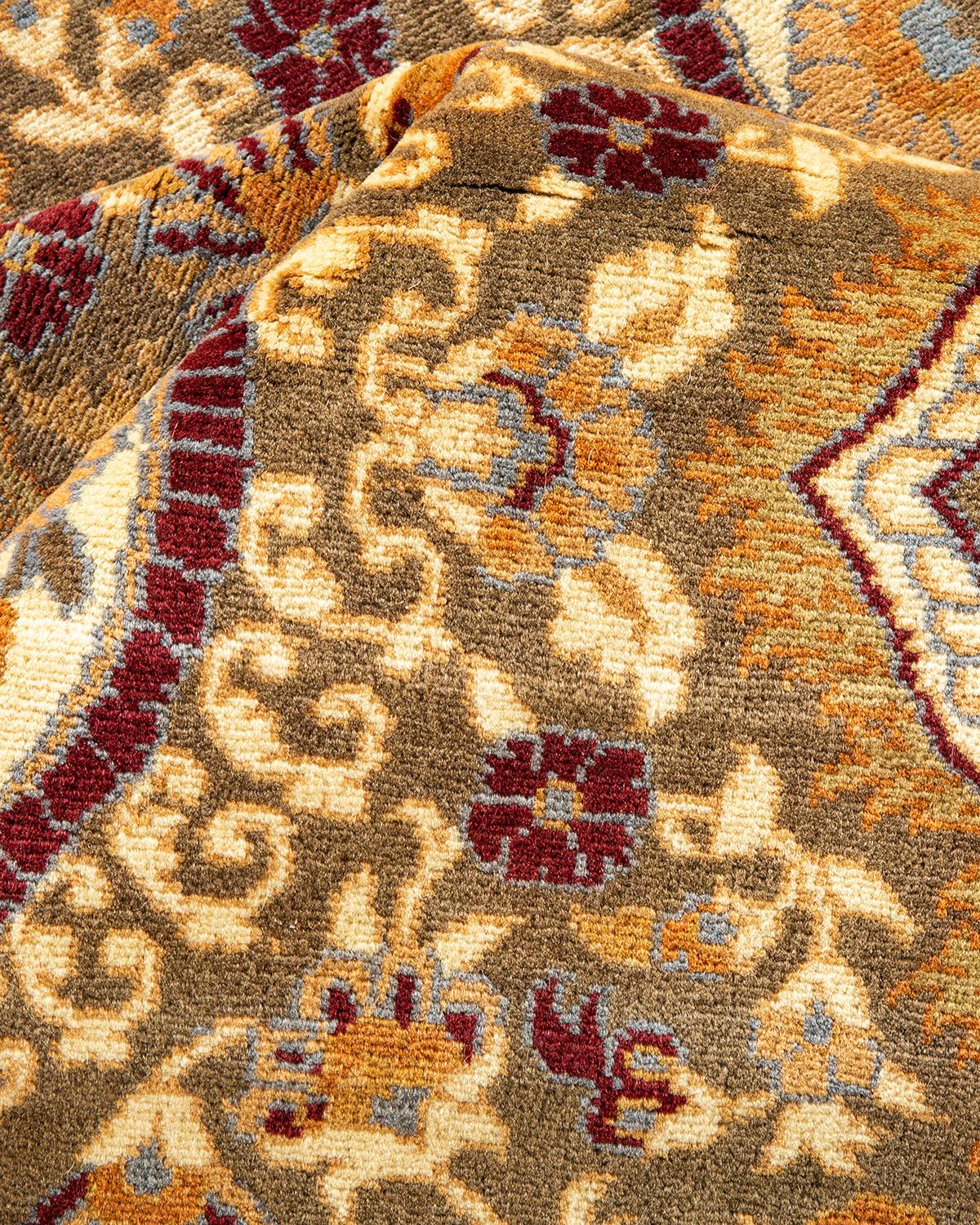 Other One-Of-A-Kind Hand Made Traditional Mogul Brown Area Rug For Sale