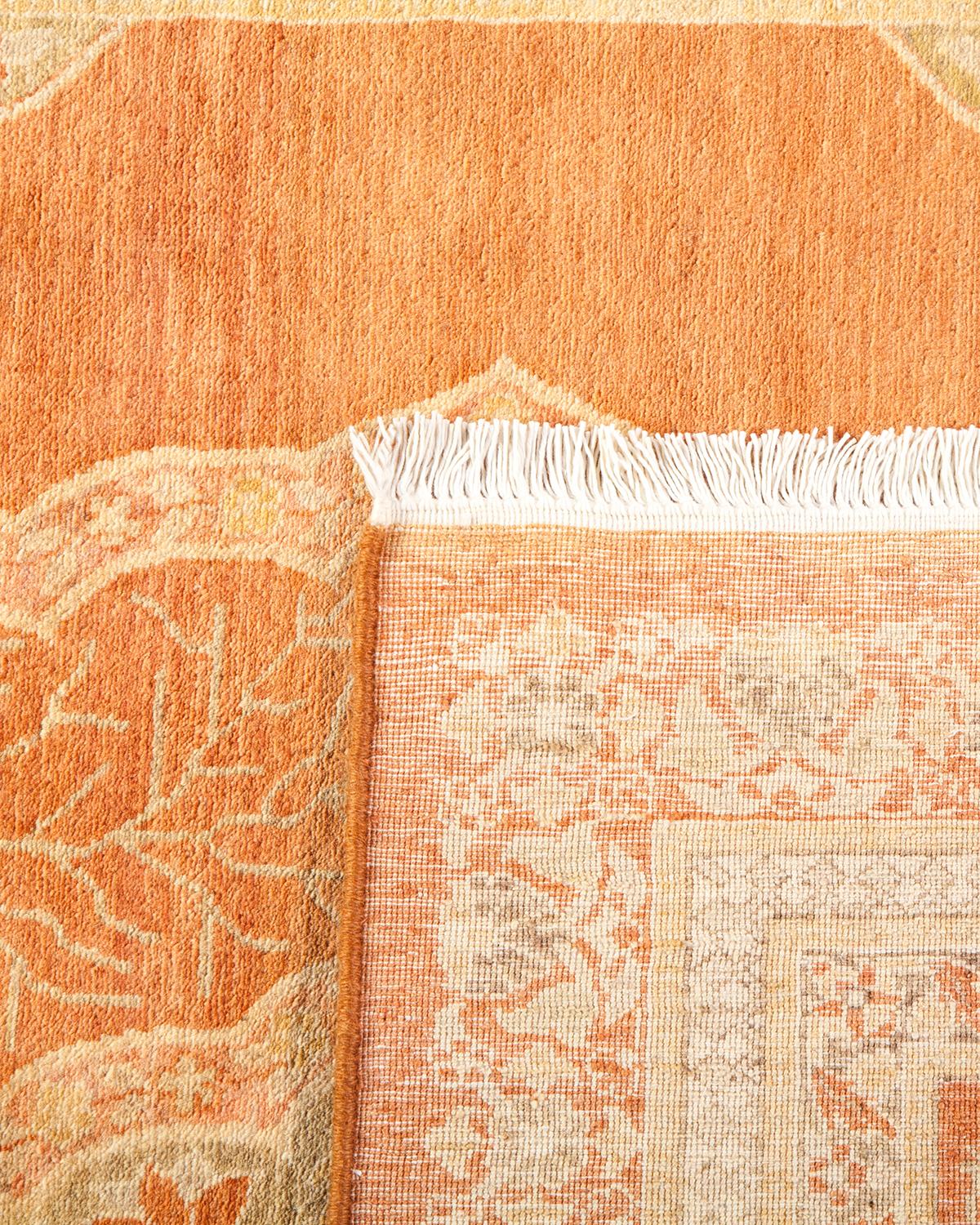 Hand-Knotted One-of-a-Kind Hand Made Traditional Mogul Brown Area Rug For Sale
