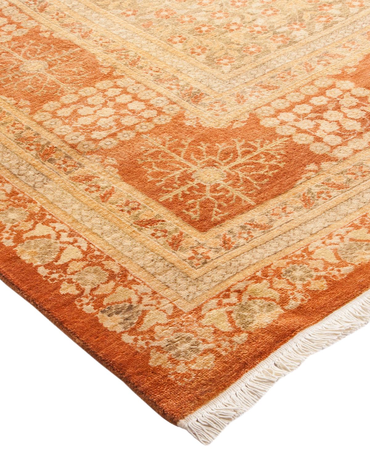 Wool One-of-a-Kind Hand Made Traditional Mogul Brown Area Rug For Sale