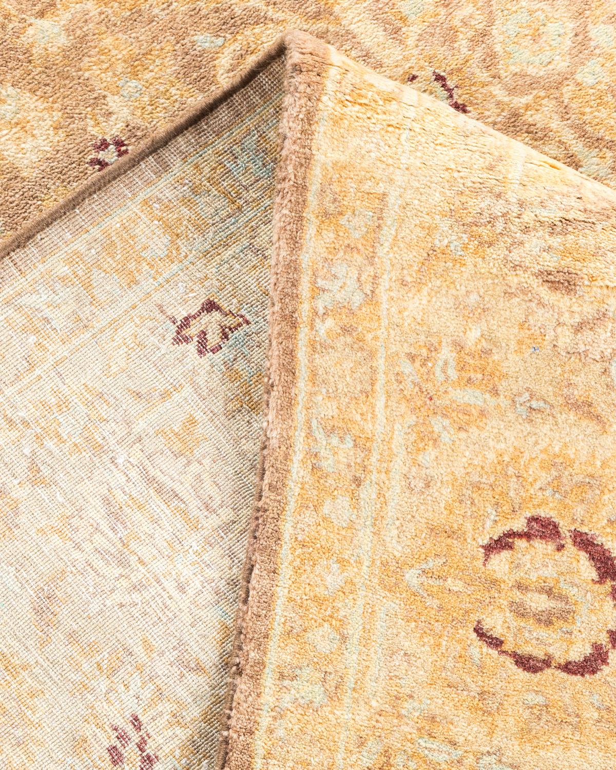 Pakistani One-Of-A-Kind Hand Made Traditional Mogul Brown Area Rug For Sale
