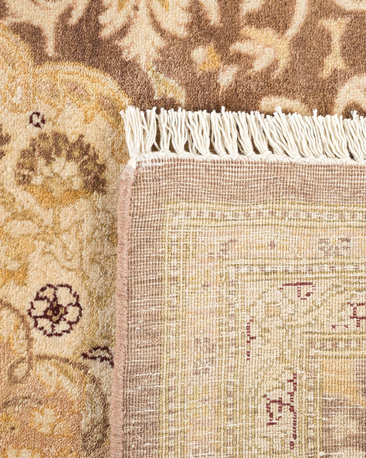 Annodato a mano Tappeto tradizionale Mogul Brown Hand Made, unico nel suo genere. in vendita
