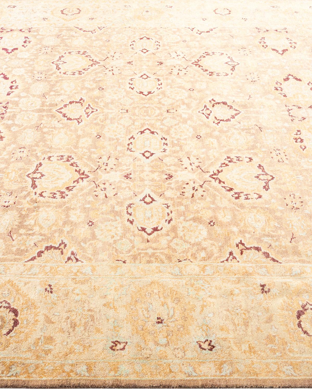 One-Of-A-Kind Hand Made Traditional Mogul Brown Area Rug In New Condition For Sale In Norwalk, CT