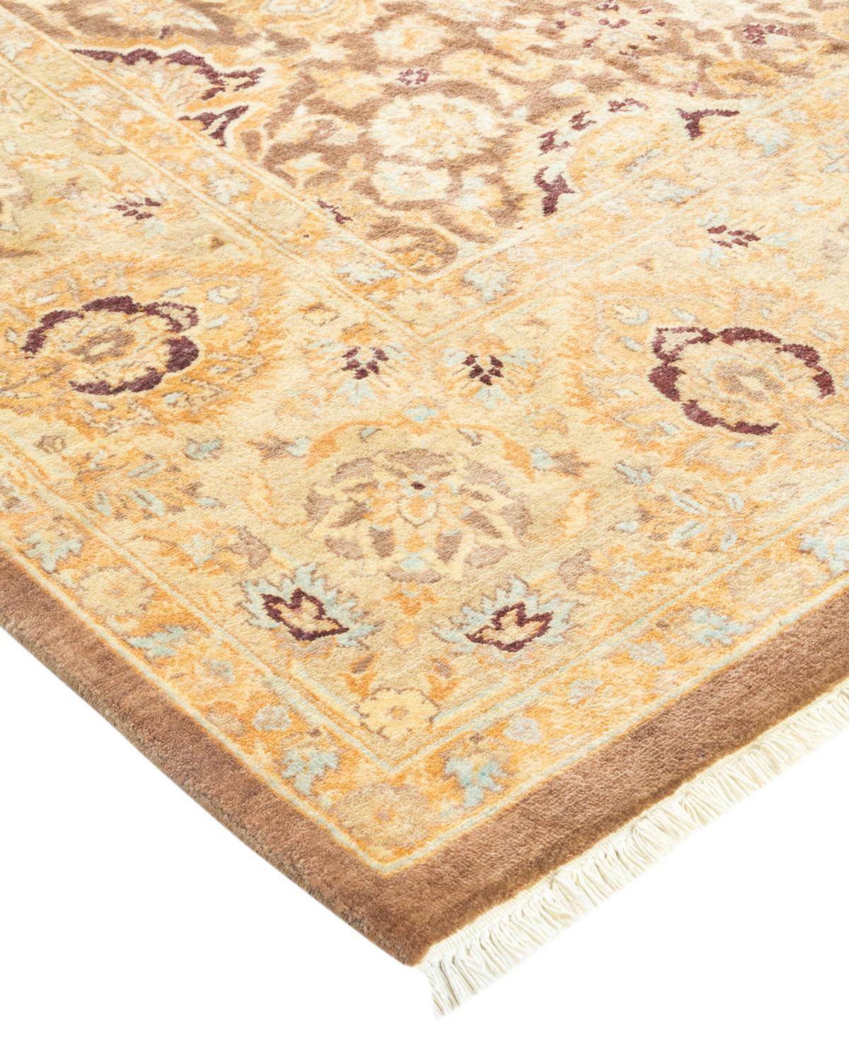 Alfombra tradicional Mogul marrón, única en su género, Hand Made Lana en venta