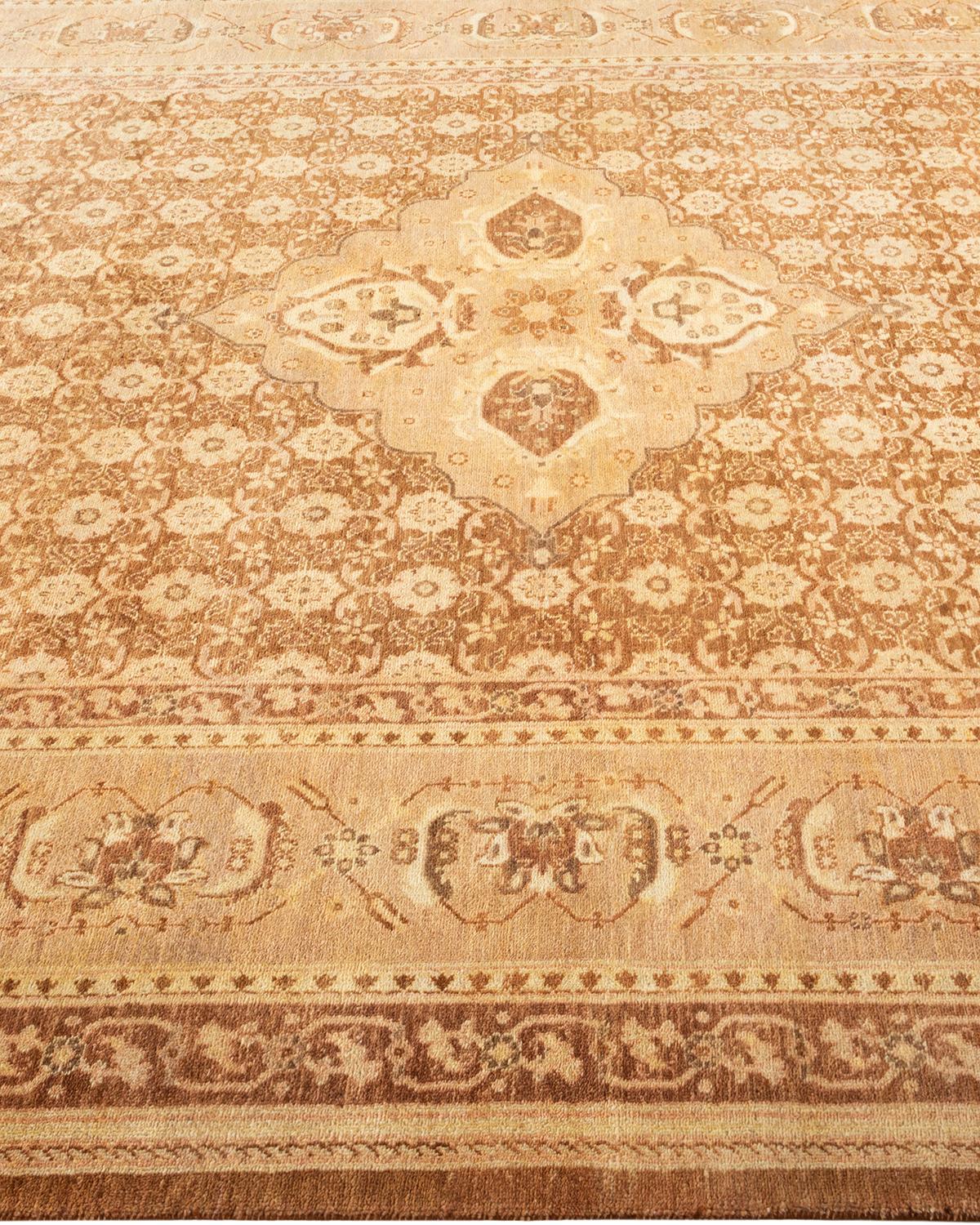 One-of-a-kind Hand Made Traditional Mogul Brown Area Rug In New Condition For Sale In Norwalk, CT