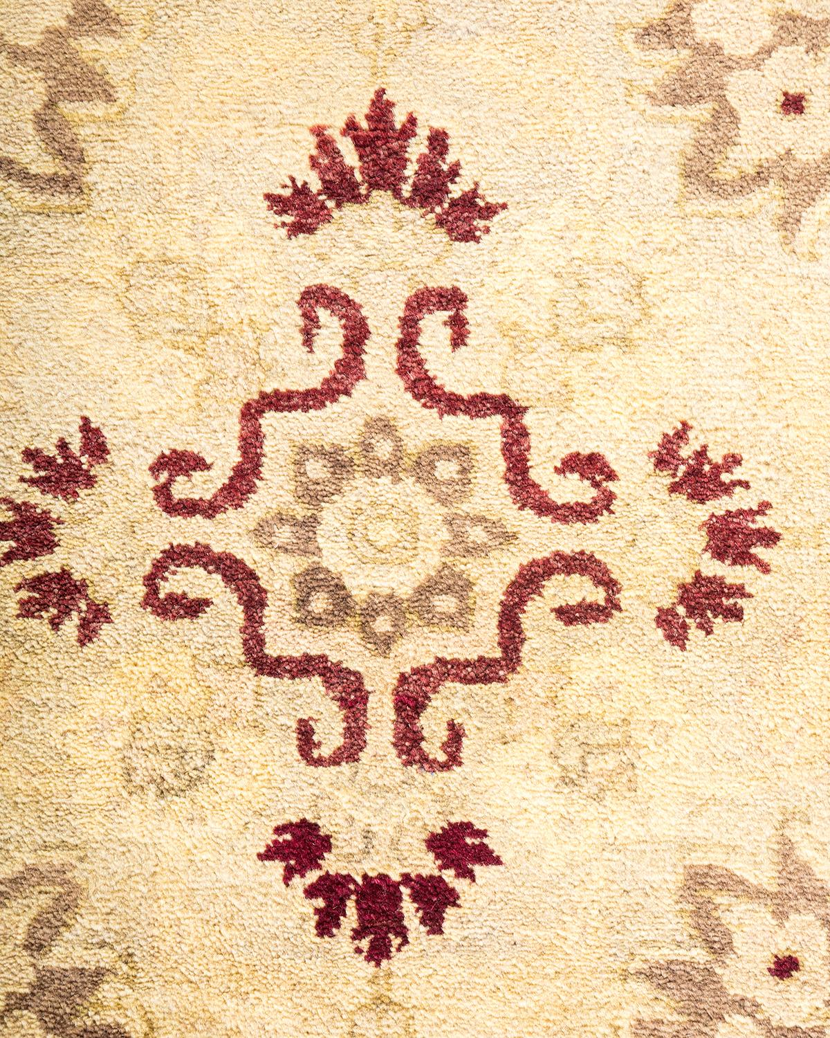 Contemporary One-of-a-Kind Hand Made Traditional Mogul Brown Area Rug For Sale