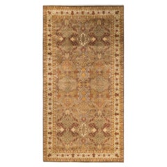 Tappeto tradizionale Mogul Brown, unico nel suo genere, Hand Made