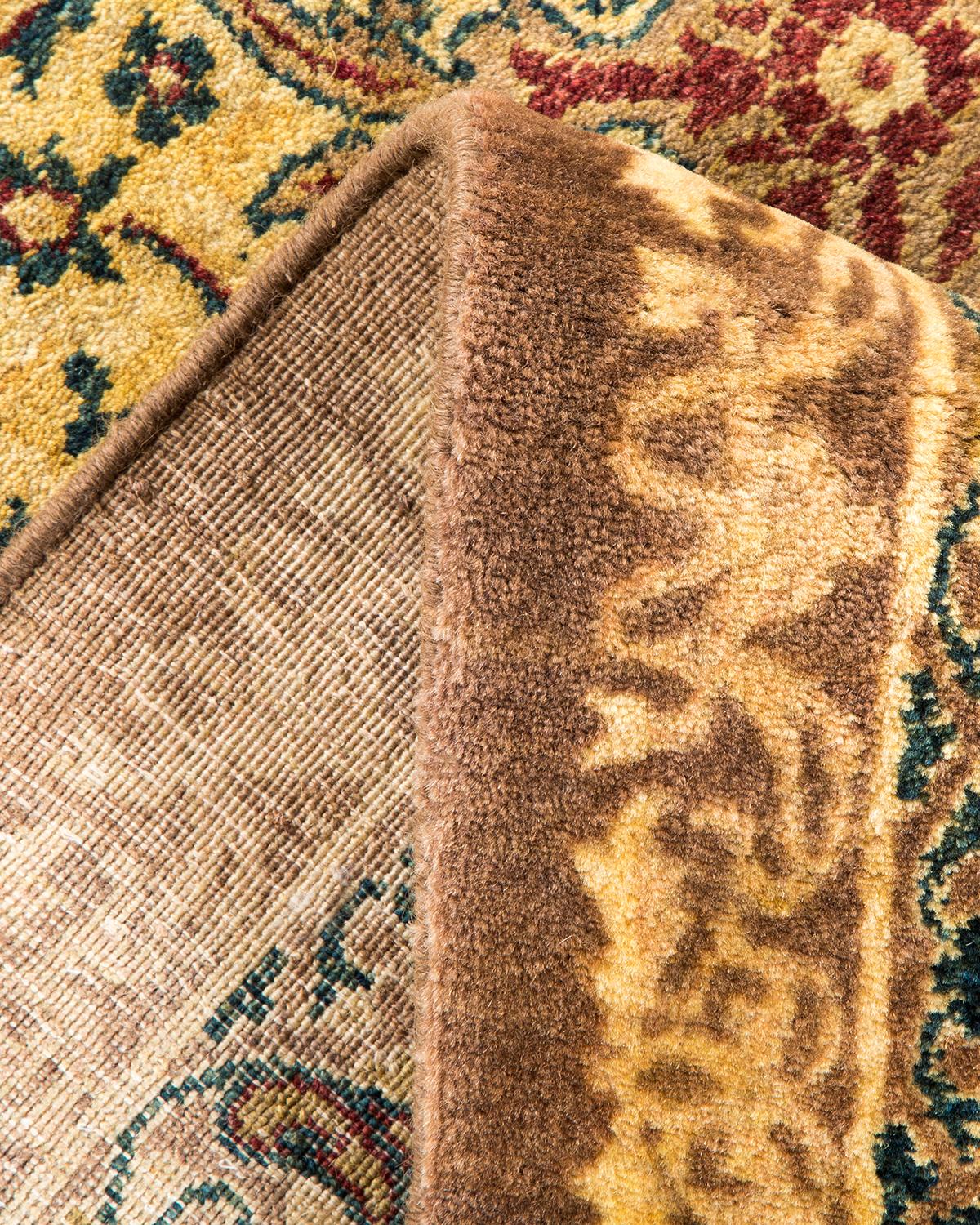 Pakistani One-of-a-kind Hand Made Traditional Mogul Brown Area Rug For Sale