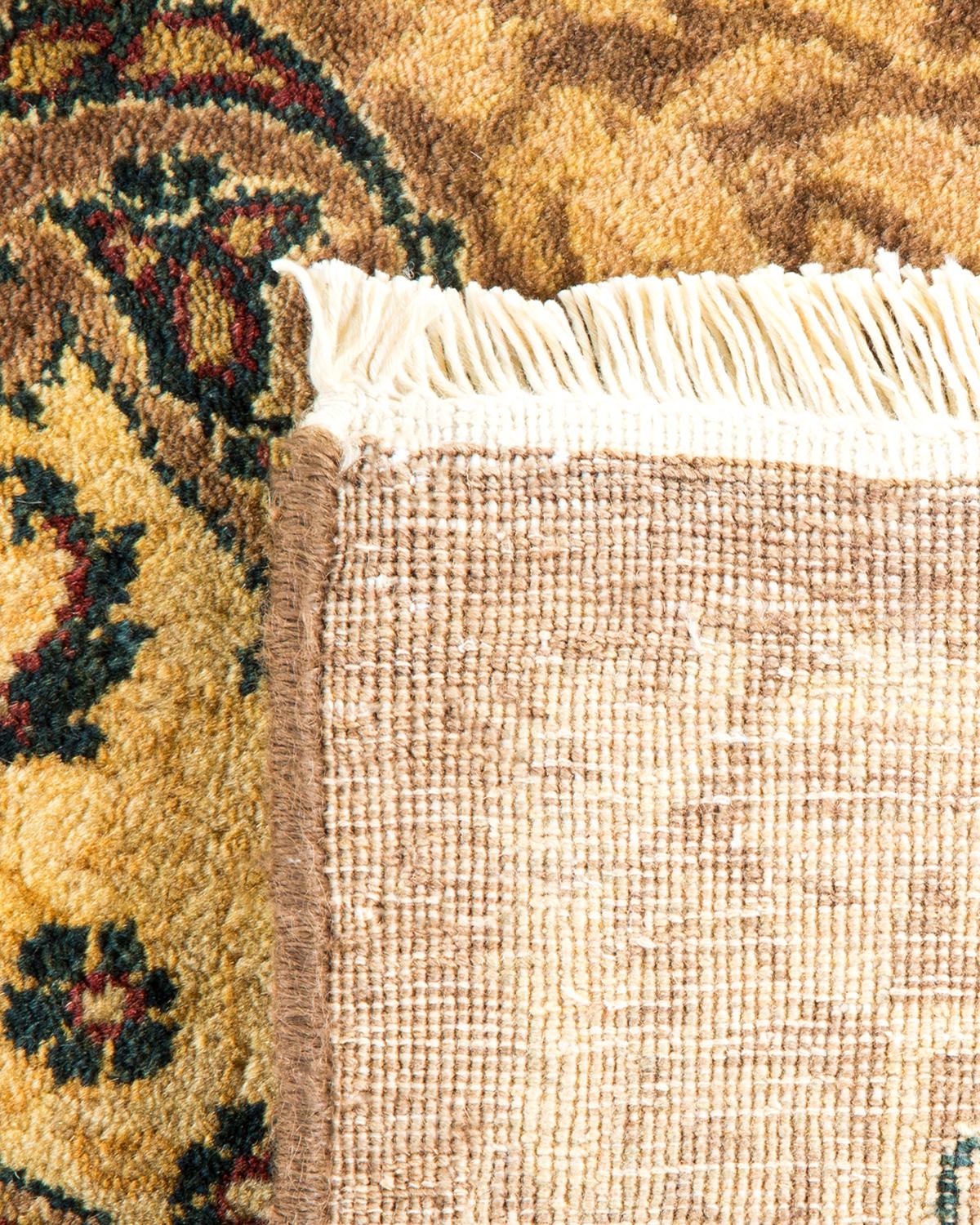 Hand-Knotted One-of-a-kind Hand Made Traditional Mogul Brown Area Rug For Sale
