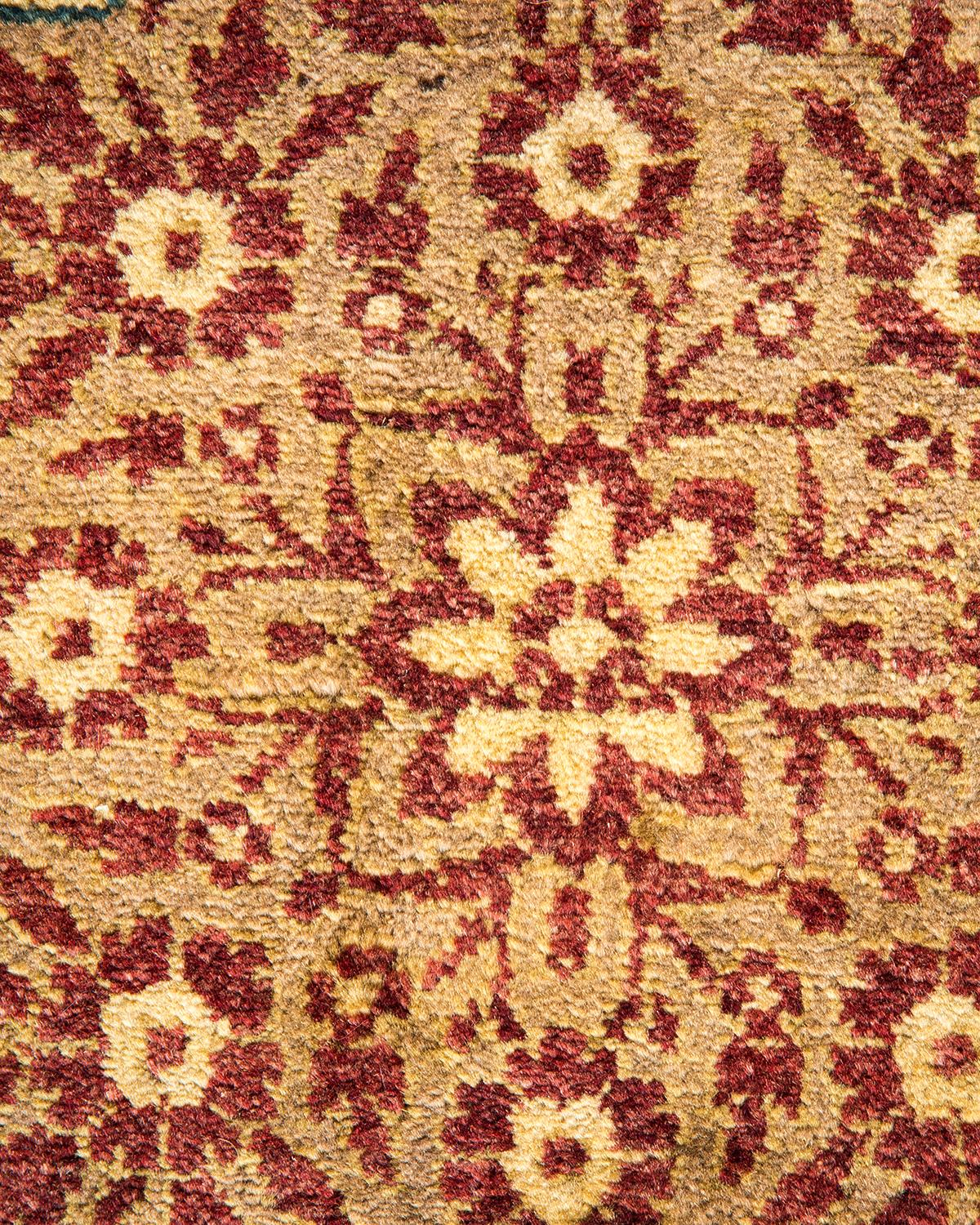Contemporary One-of-a-kind Hand Made Traditional Mogul Brown Area Rug For Sale
