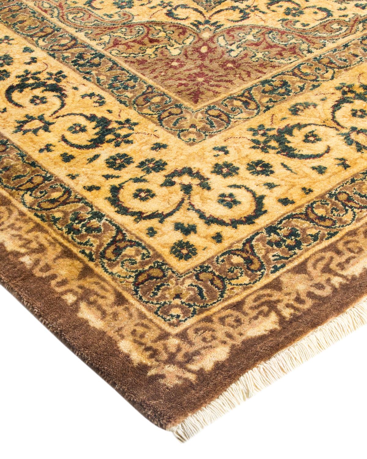 Wool One-of-a-kind Hand Made Traditional Mogul Brown Area Rug For Sale