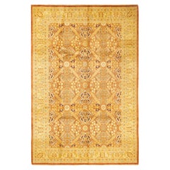 One-of-a-Kind Hand Made Traditional Mogul Brown Area Rug