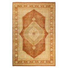 One-Of-A-Kind Hand Made Traditional Mogul Brown Area Rug