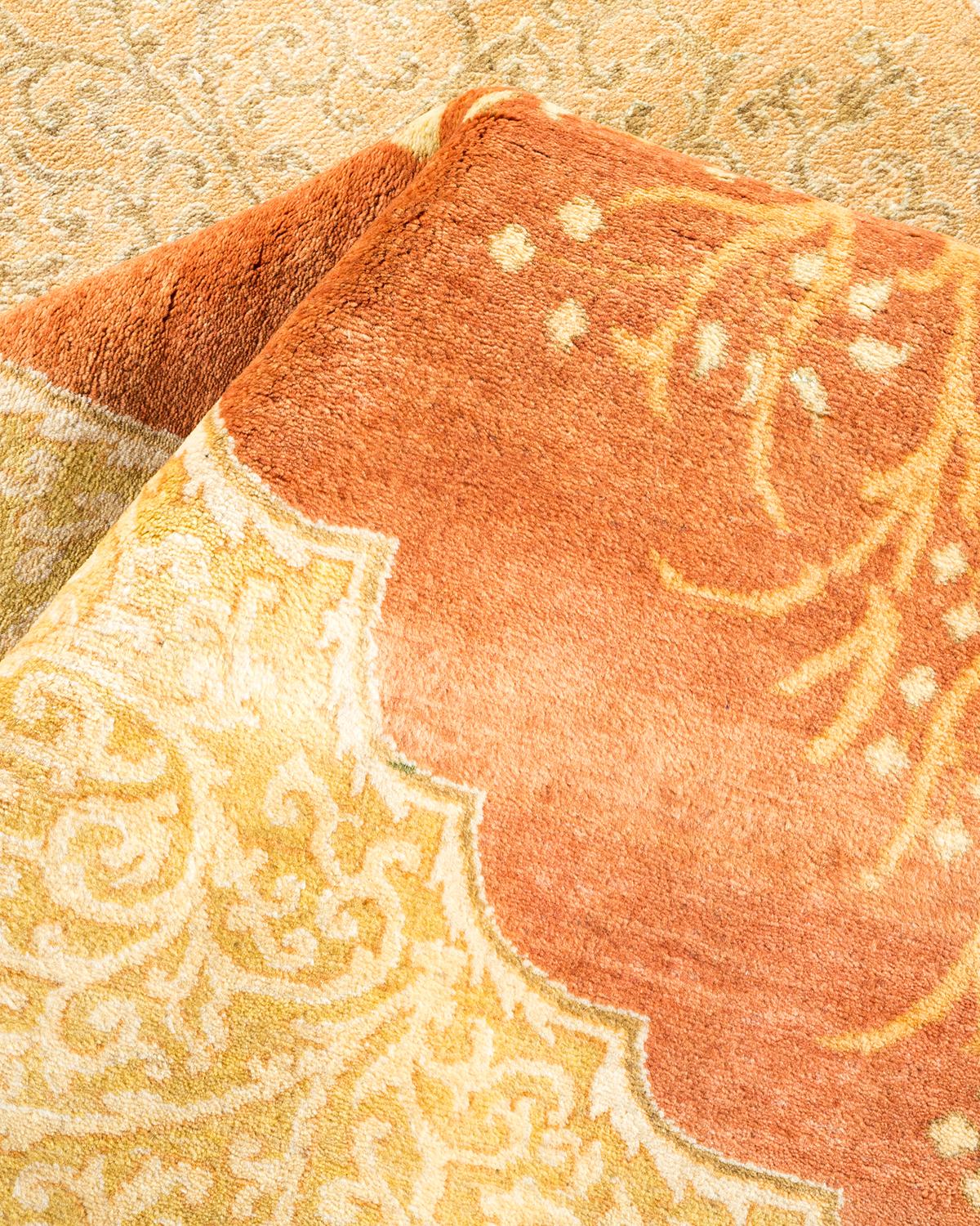 Other One-Of-A-Kind Hand Made Traditional Mogul Brown Area Rug For Sale