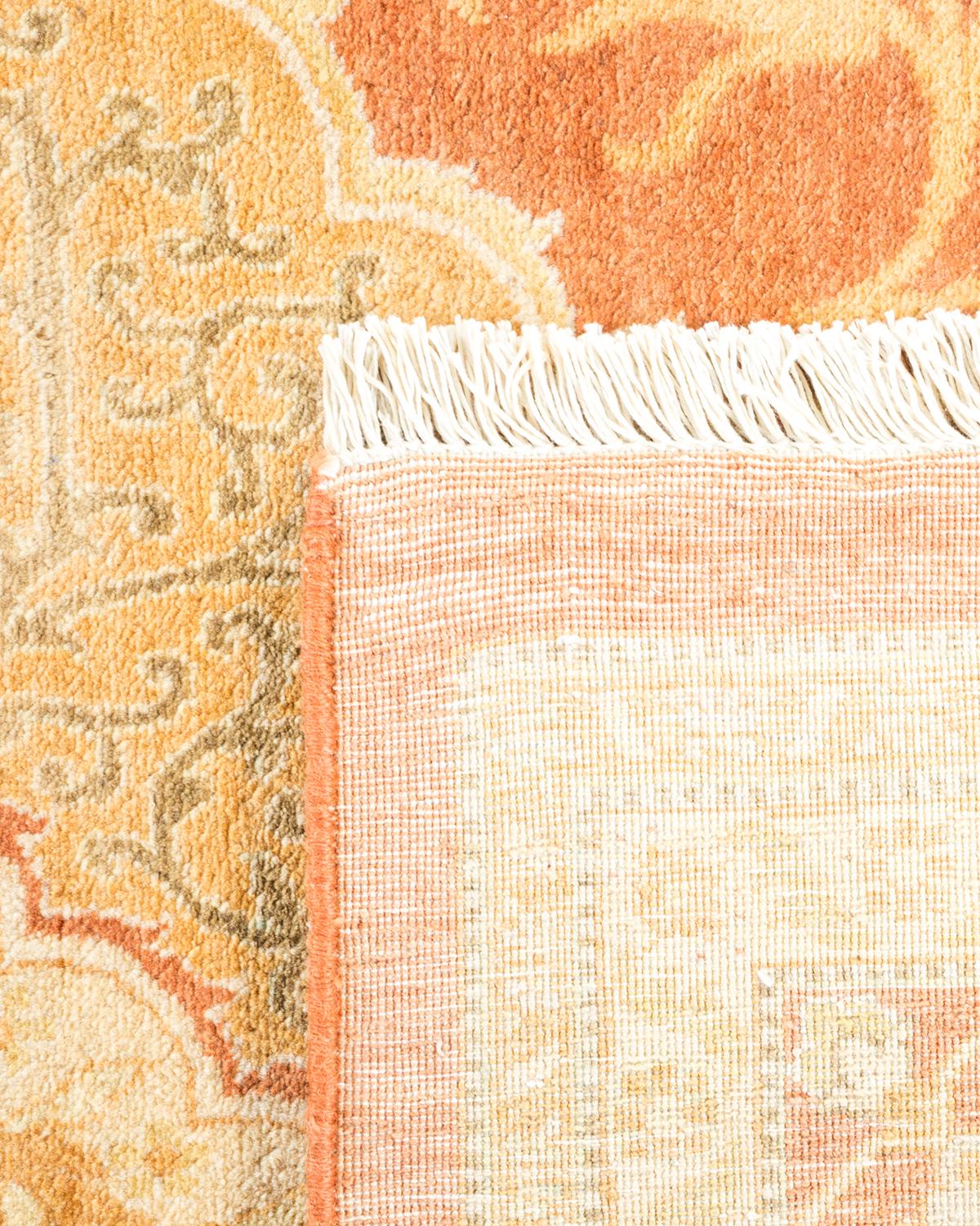 Hand-Knotted One-Of-A-Kind Hand Made Traditional Mogul Brown Area Rug For Sale
