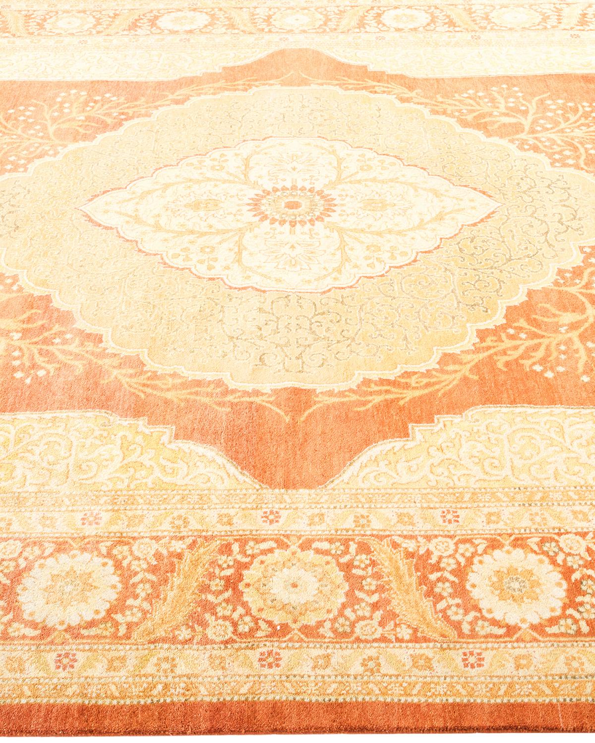 One-Of-A-Kind Hand Made Traditional Mogul Brown Area Rug In New Condition For Sale In Norwalk, CT