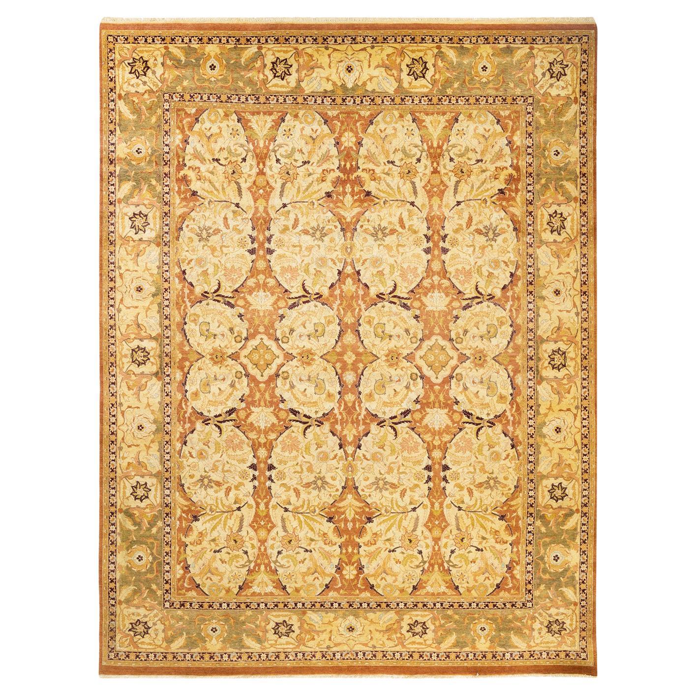 One-Of-A-Kind Hand Made Traditional Mogul Brown Area Rug