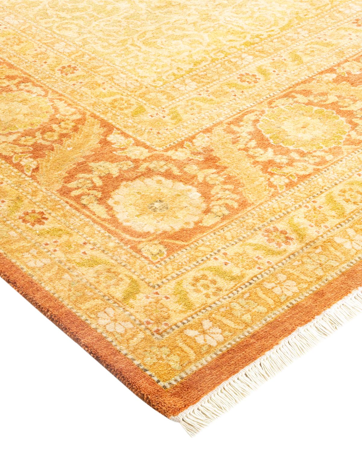 Laine Tapis traditionnel Mogul marron unique en son genre fabriqué à la main en vente