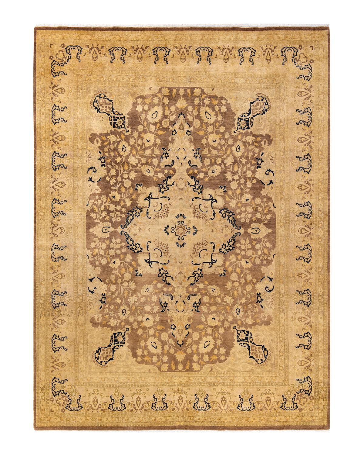Other One-of-a-kind Hand Made Traditional Mogul Brown Area Rug For Sale
