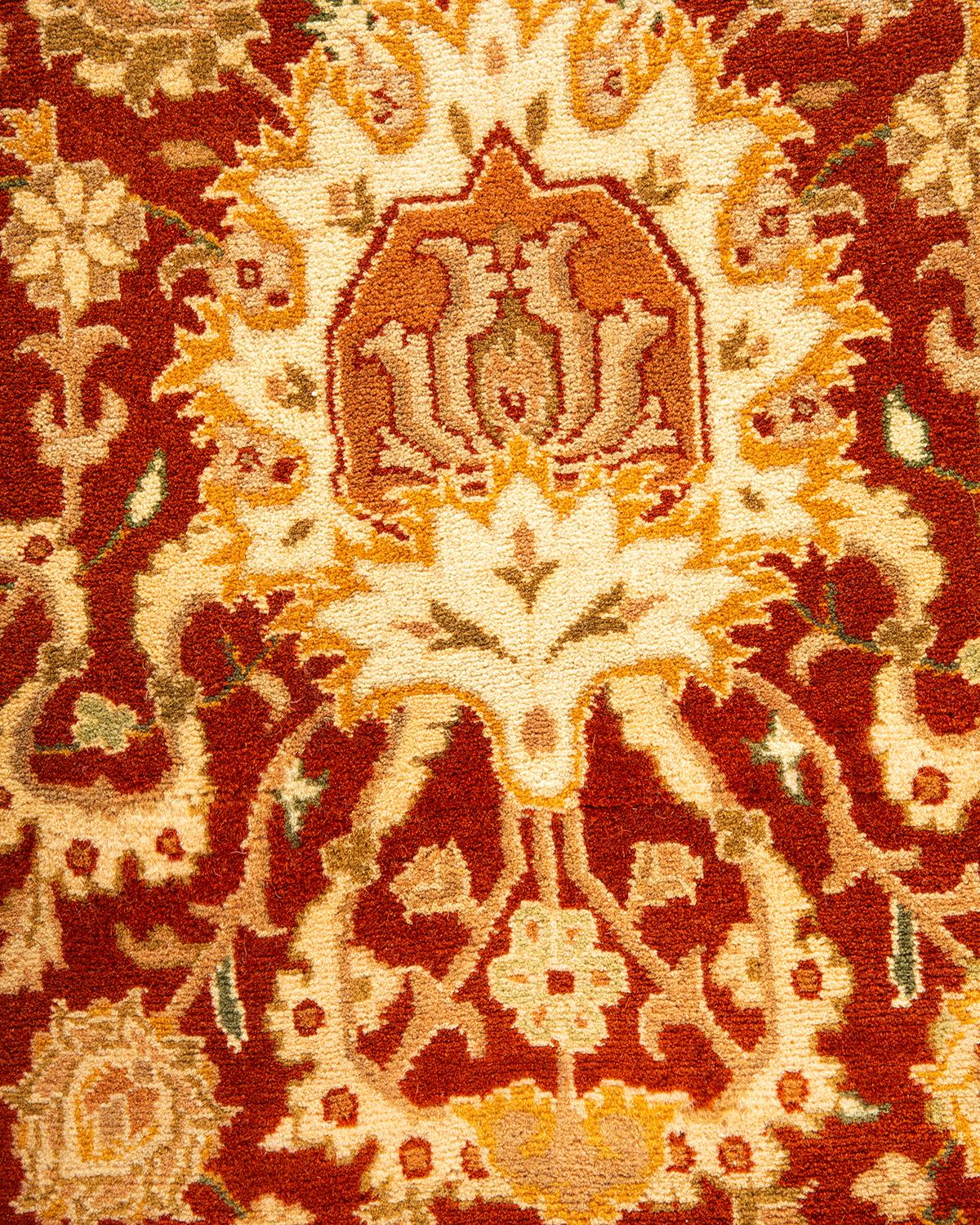 Laine Tapis traditionnel Mogul marron unique en son genre fabriqué à la main en vente