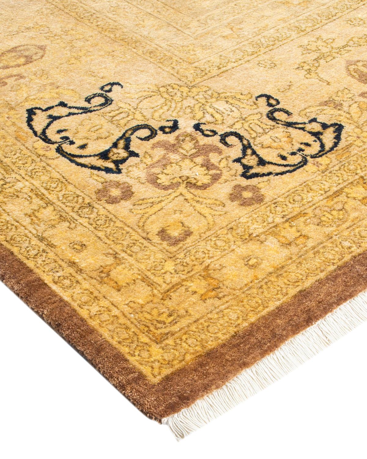 One-of-a-kind Hand Made Traditional Mogul Brown Area Rug For Sale 1