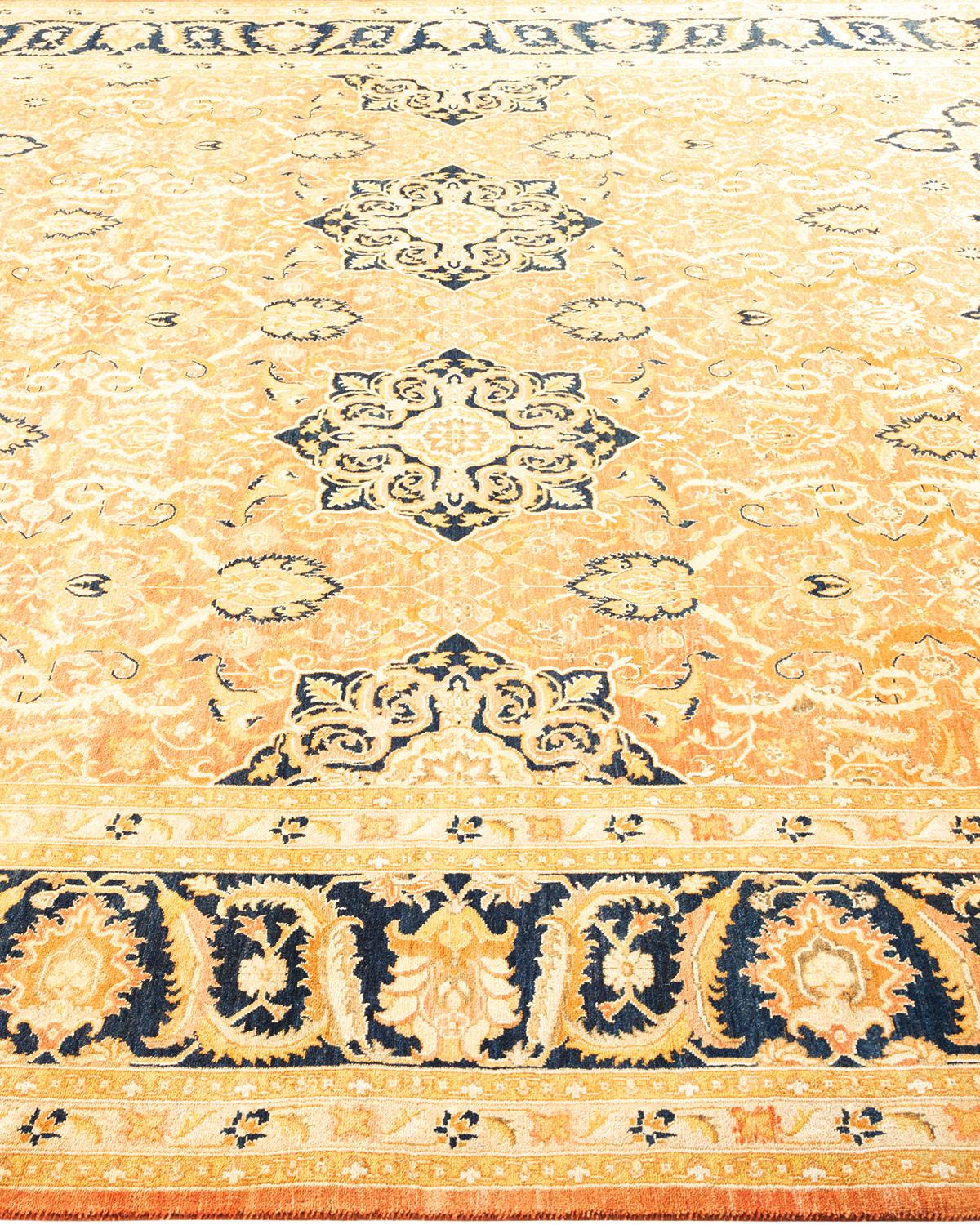 One-Of-A-Kind Hand Made Traditional Mogul Brown Area Rug In New Condition For Sale In Norwalk, CT