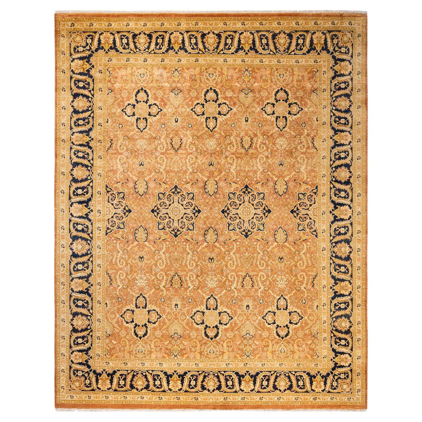 One-Of-A-Kind Hand Made Traditional Mogul Brown Area Rug For Sale