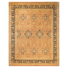 One-Of-A-Kind Hand Made Traditional Mogul Brown Area Rug