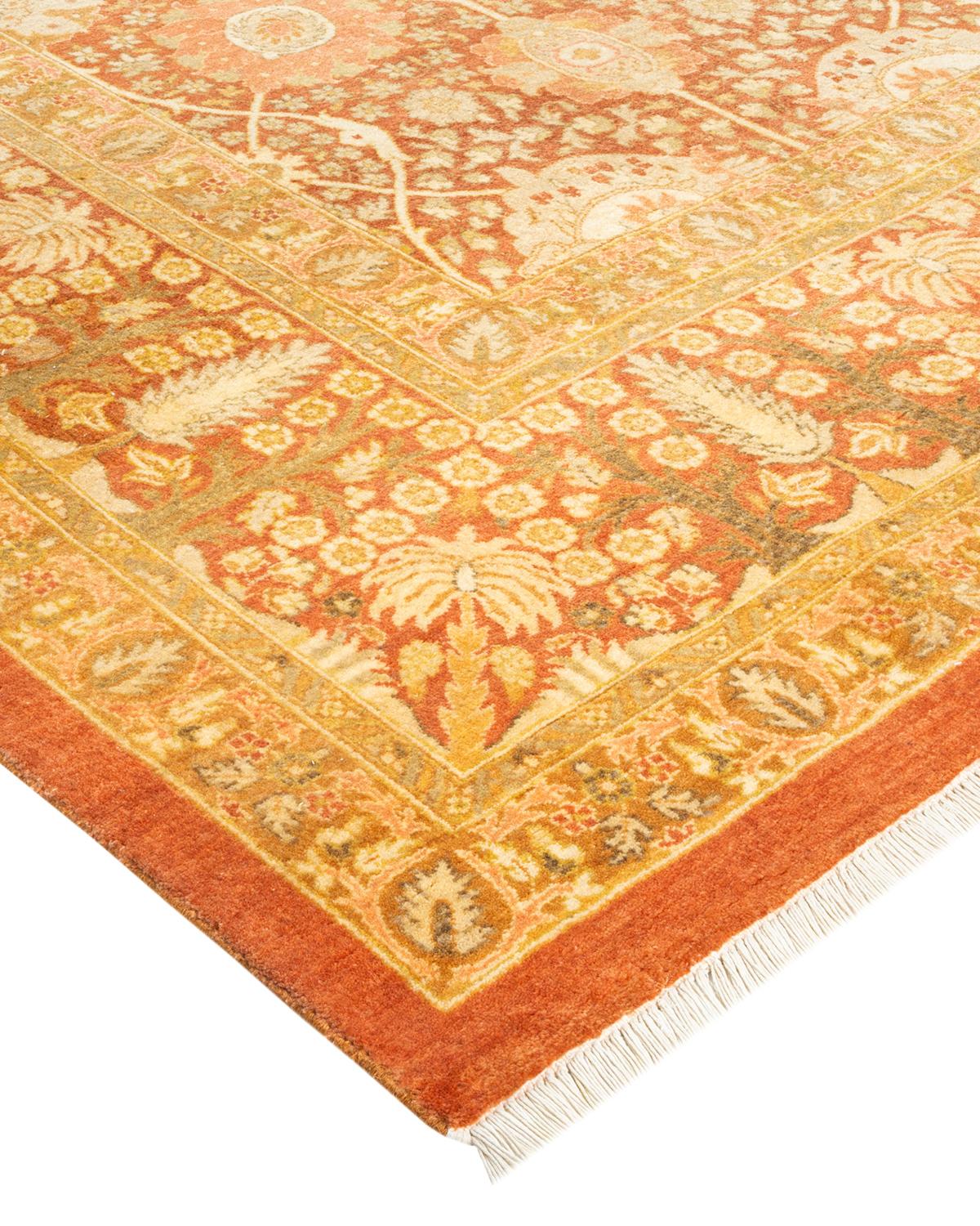 One-of-a-Kind Hand Made Traditional Mogul Brown Area Rug For Sale 1