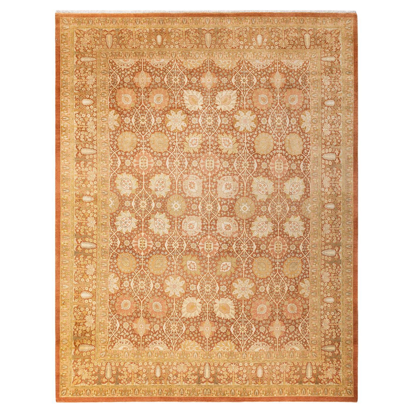 One-of-a-Kind Hand Made Traditional Mogul Brown Area Rug